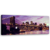 WANDBILD brooklyn brücke violett - Lila, Textil (90/30cm) - Feeby