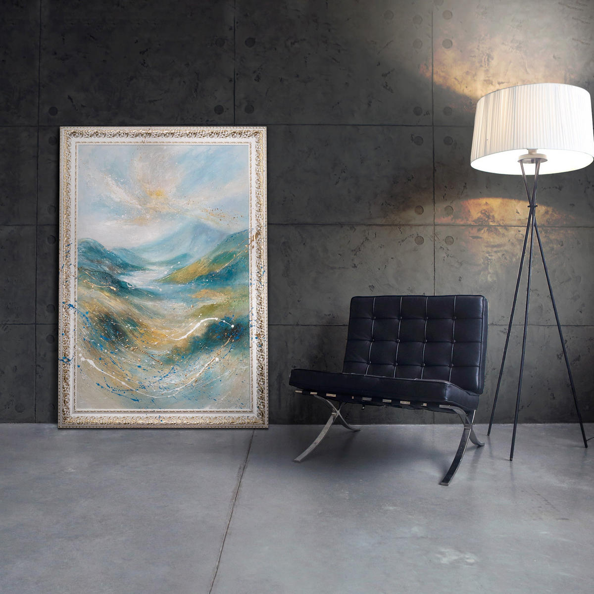GEMÄLDE Sanftes Licht Schattenfugenrahmen Weiß 140x100 cm - Weiß, Holz (140/100cm) - YS-art gallery
