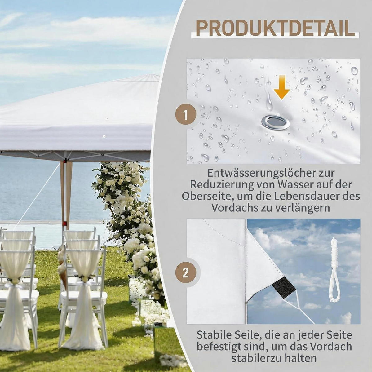 FALTPAVILLON 3x6 m mit 6 Seitenteilen Weiß - Weiß, Metall (300/268/600cm)
