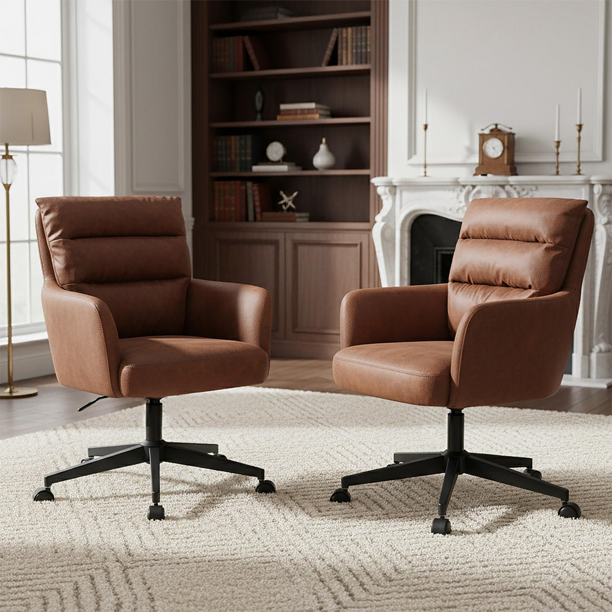 BÜROSTUHL Mika-Riko 2er-Set - Schwarz/Braun, Textil/Metall (59/91/66cm) - DUBI Möbel