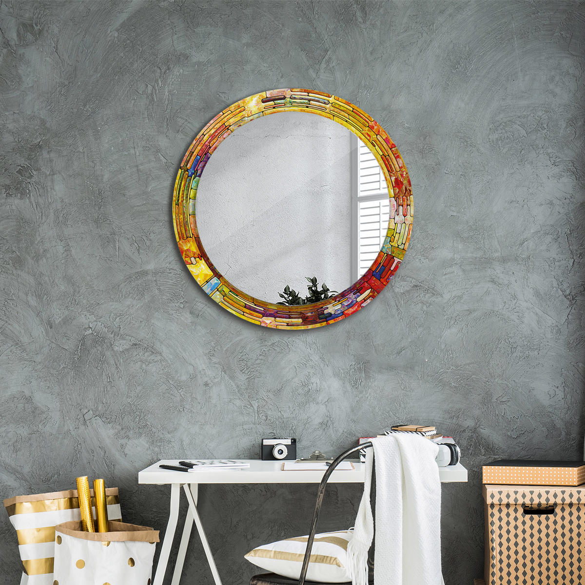 SPIEGEL Ø70 cm Rund mit Aufdruck - Multicolor, Glas (70/70/0.4cm) - TULUP