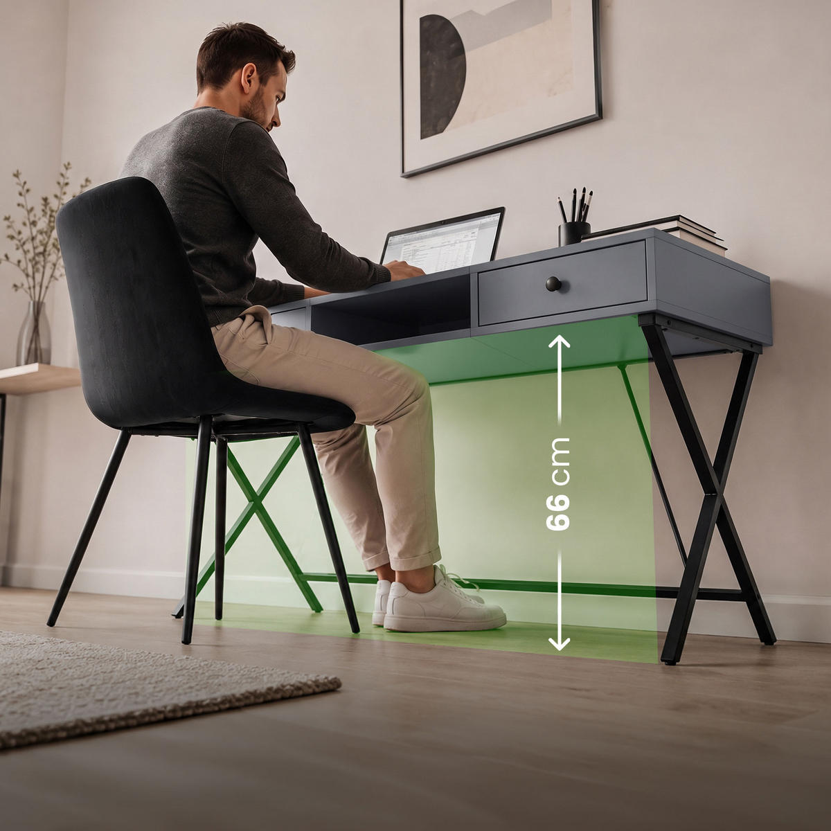SCHREIBTISCH CROSSLINE 120 cm Graphit - Graphitfarben/Schwarz, Holzwerkstoff (50/120/80.5cm) - Akord