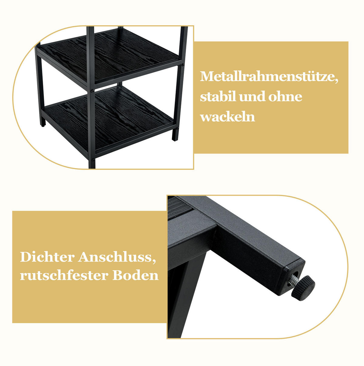ESSTISCH-SET 5-tlg. 107 cm Schwarz/Hellbraun - Schwarz, Metall (107/75/107cm) - Meubliv