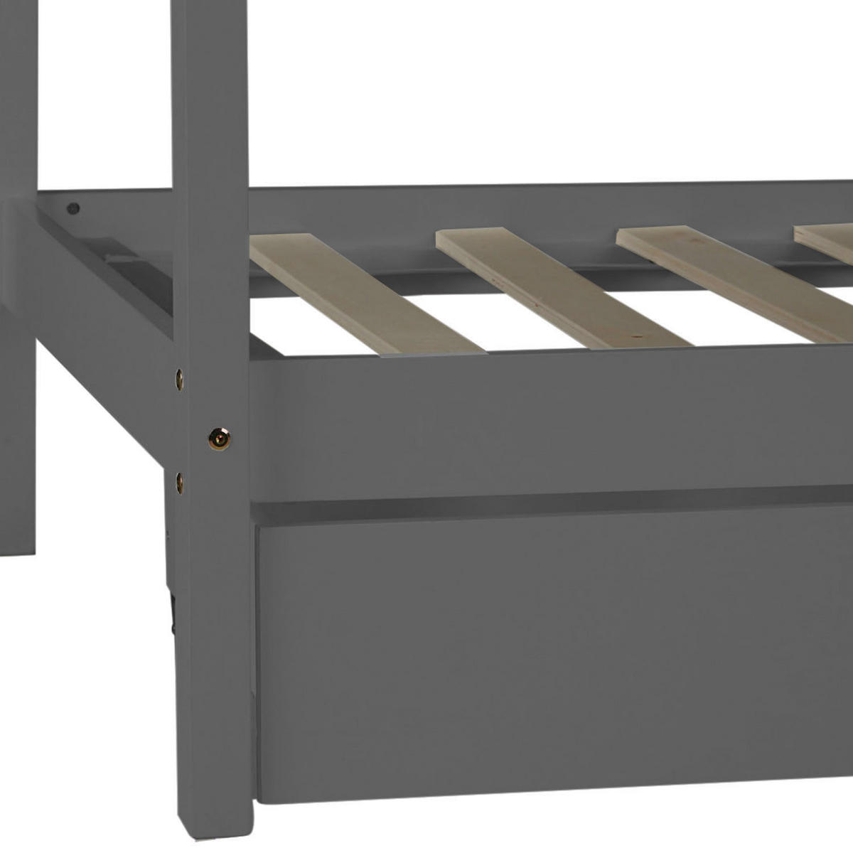 HAUSBETT mit Stauraum 90/200 cm Grau - Grau, Holz (206/160/98cm) - Homestyle4u