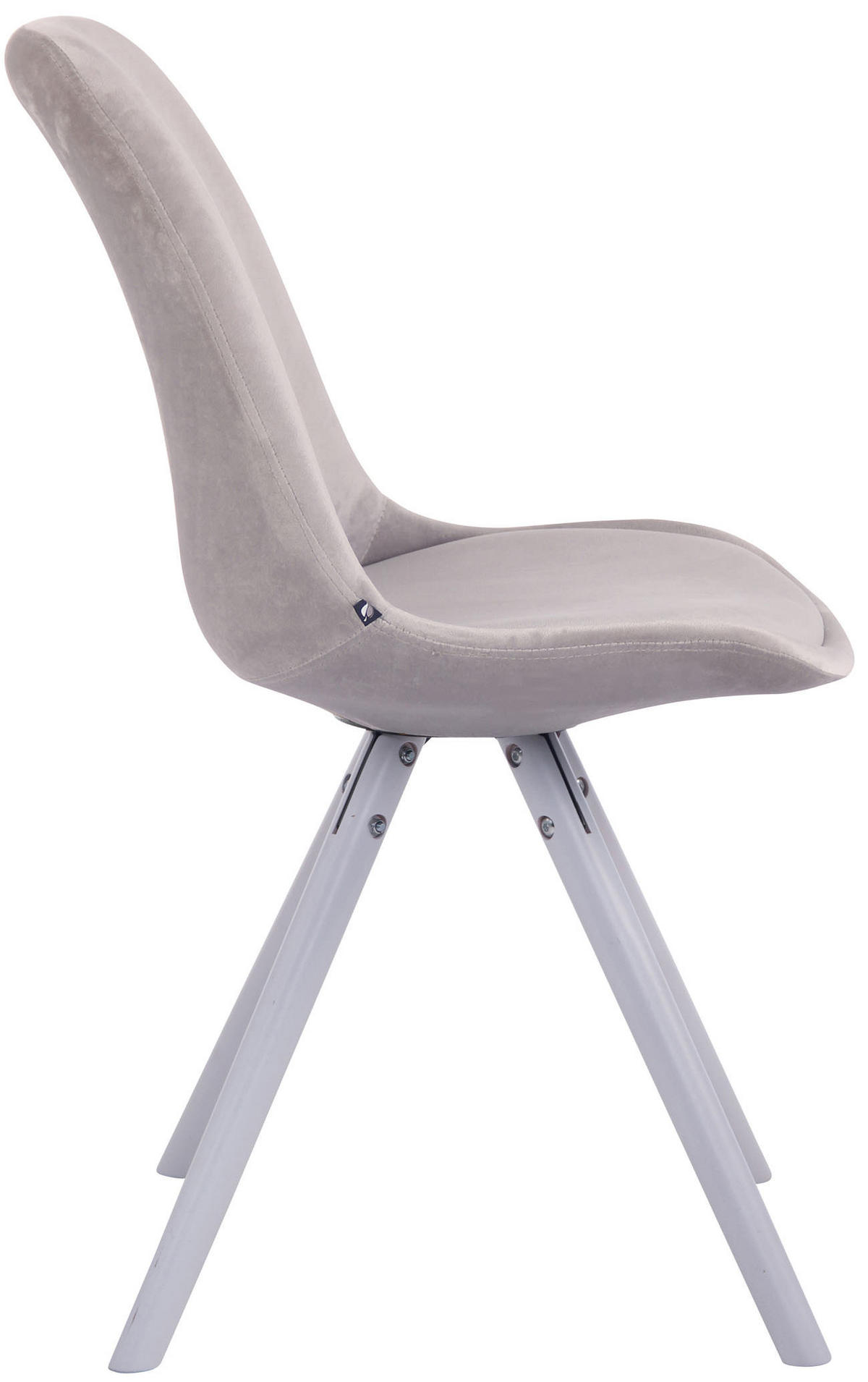 STUHL Samt Grau - Weiß/Grau, Holz/Textil (48/84/56cm) - CLP