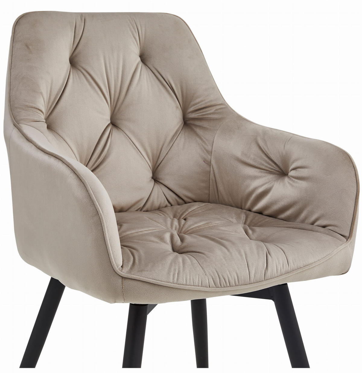 ESSZIMMERSTUHL LUKK360 dunkelbeiger Sitz, schwarze Beine - Beige/Schwarz, Textil (56/84/61cm) - Valora