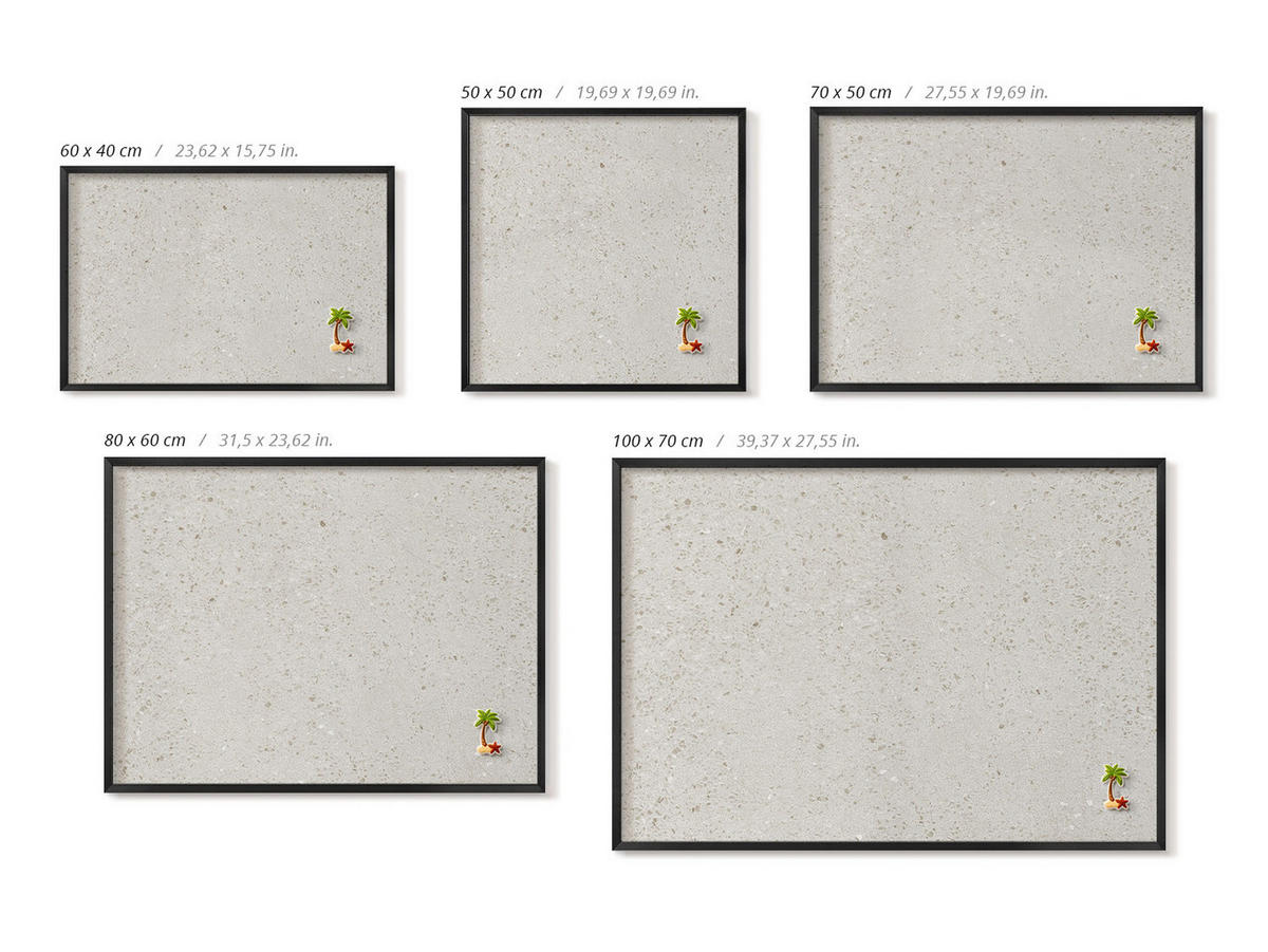 MAGNETTAFEL 70x50 cm Schwarzer Rahmen Helles Steinzeug - Alufarben, Metall (70/50/0.4cm) - TULUP