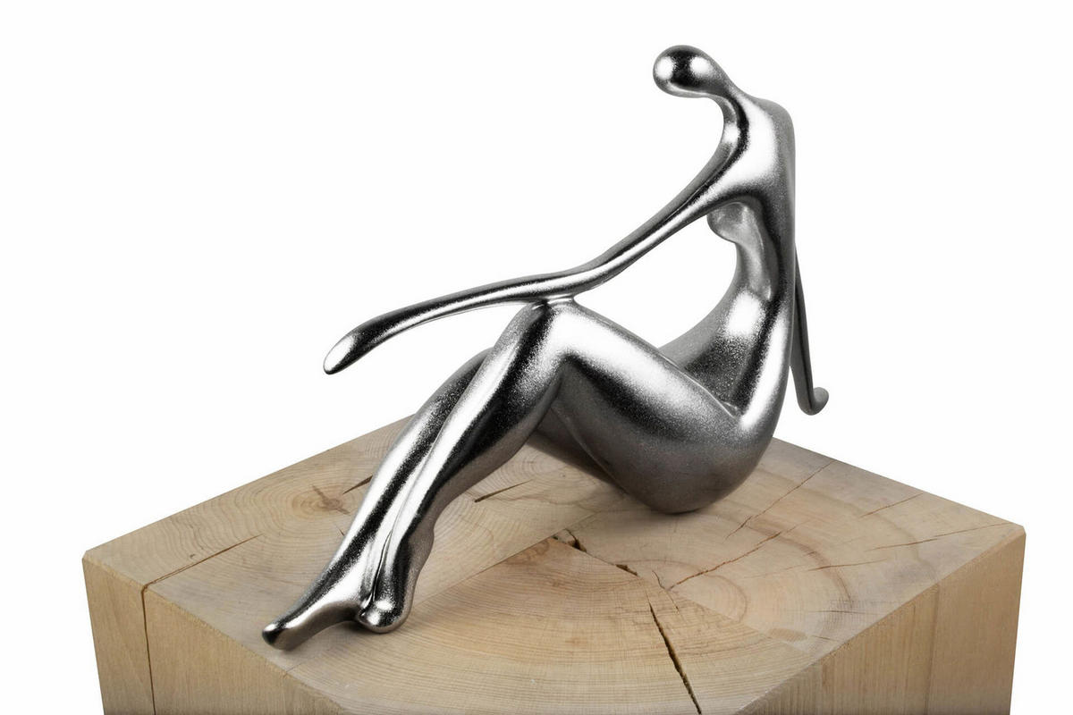 SKULPTUR Silber 36/22 cm - Silberfarben, Stein (0.92/22/10cm) - KUNSTLOFT
