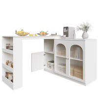 BARTISCH mit Stauraum 120/40/97 cm drehbar in Weiß mit Glastür - Weiß, Holzwerkstoff (120/40/103cm) - BEAOK
