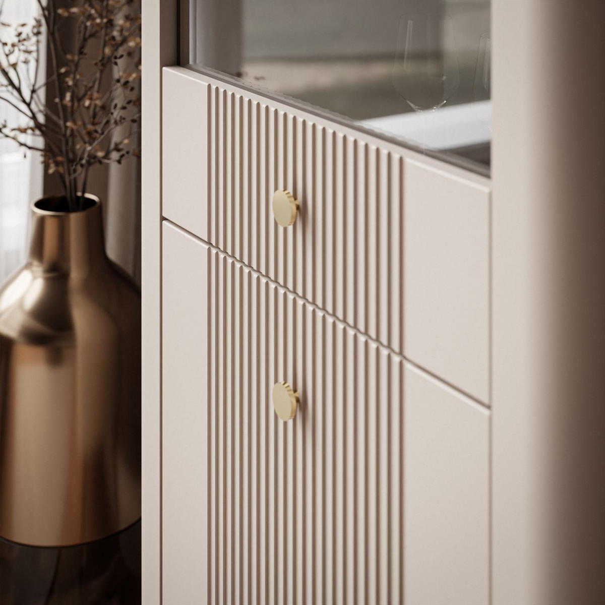 VITRINE ELYSIA KASCHMIR mit LED-Beleuchtung - Kaschmir, Holzwerkstoff (65/180/39cm) - Lookway