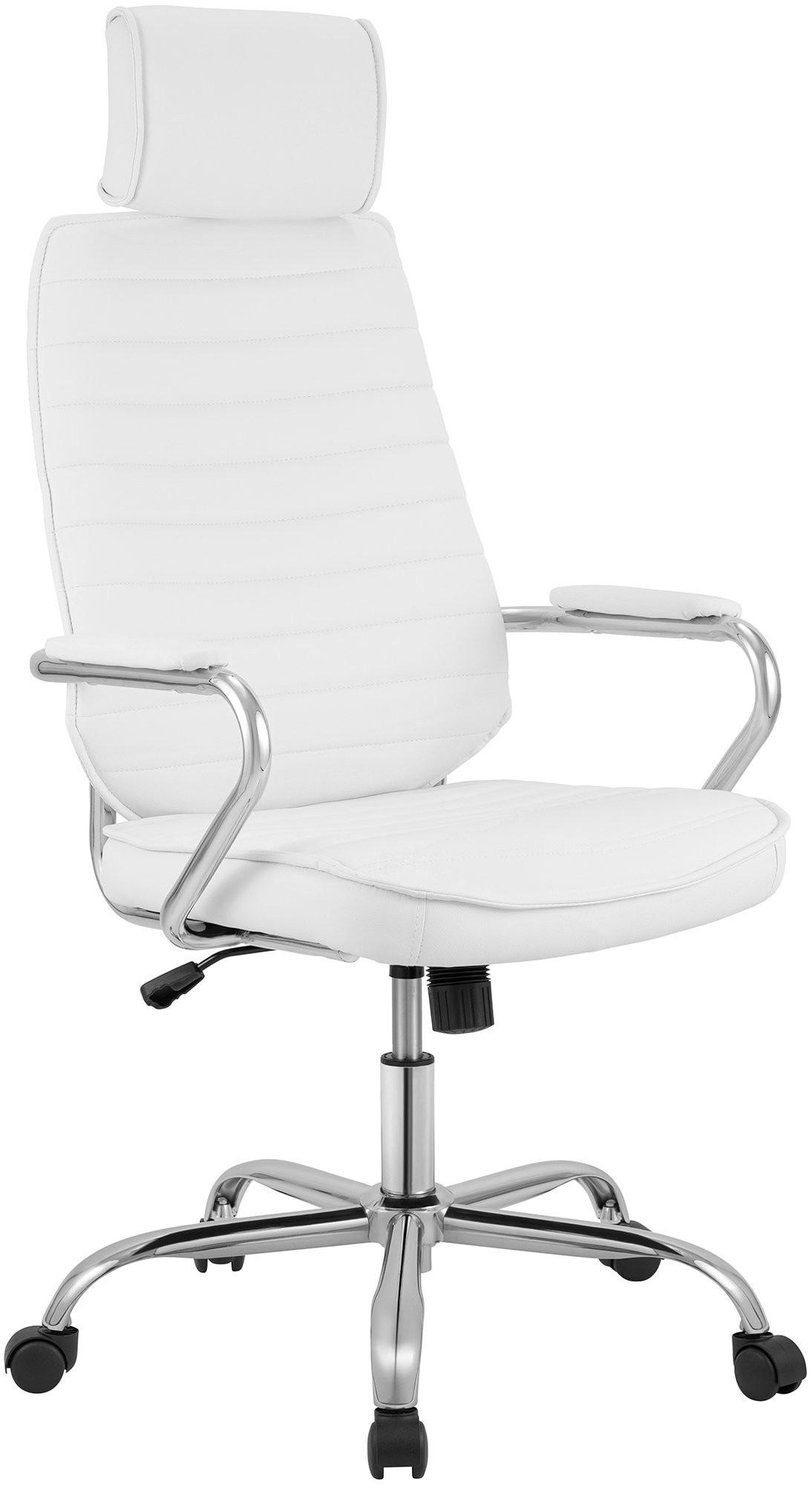 CHEFSESSEL Lederlook Weiß - Chromfarben/Weiß, Textil/Metall (60/117/67cm) - CLP