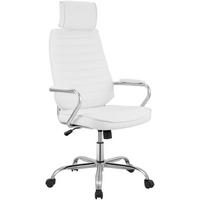 CHEFSESSEL Lederlook Weiß - Chromfarben/Weiß, Textil/Metall (60/117/67cm) - CLP