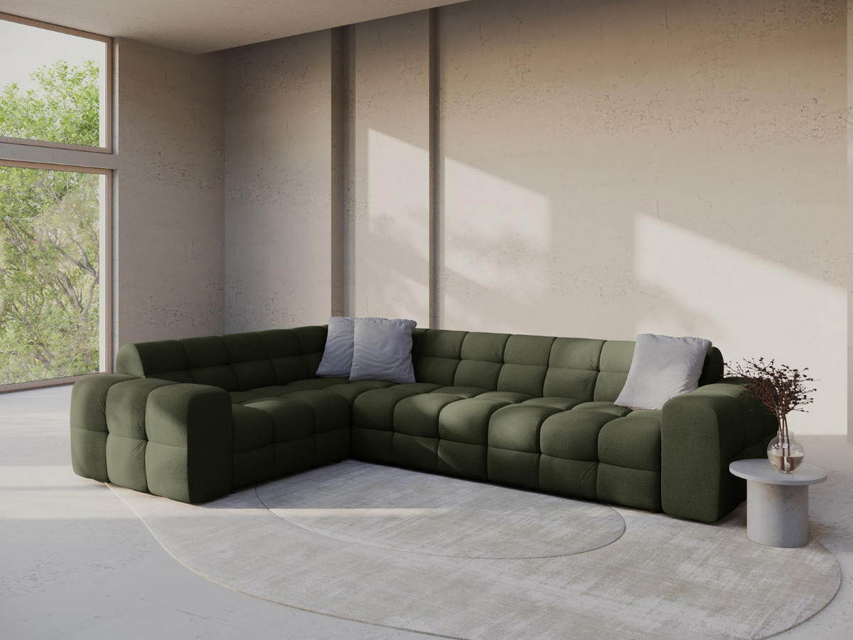 ECKSOFA links Kendal aus strukturiertem Stoff amazonasgrün 6 Sitzplätze - Waldgrün, Textil (231/332cm) - Micadoni