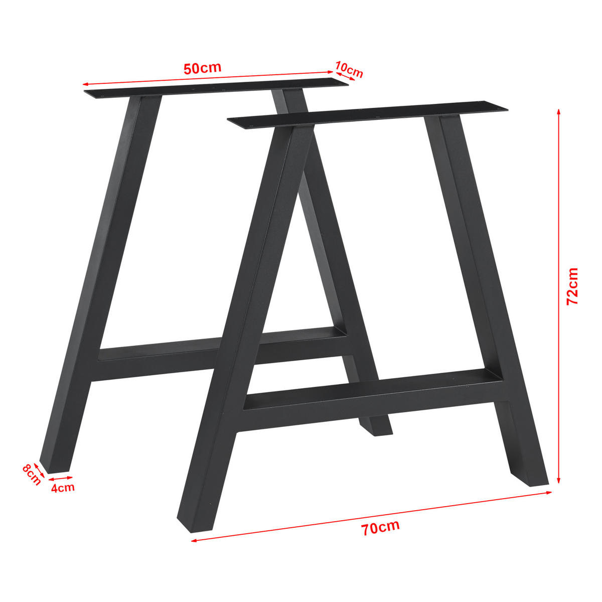 TISCHGESTELL-SET 2 TLG. Eschau - Schwarz, Metall (70/72/10cm) - [en.casa]