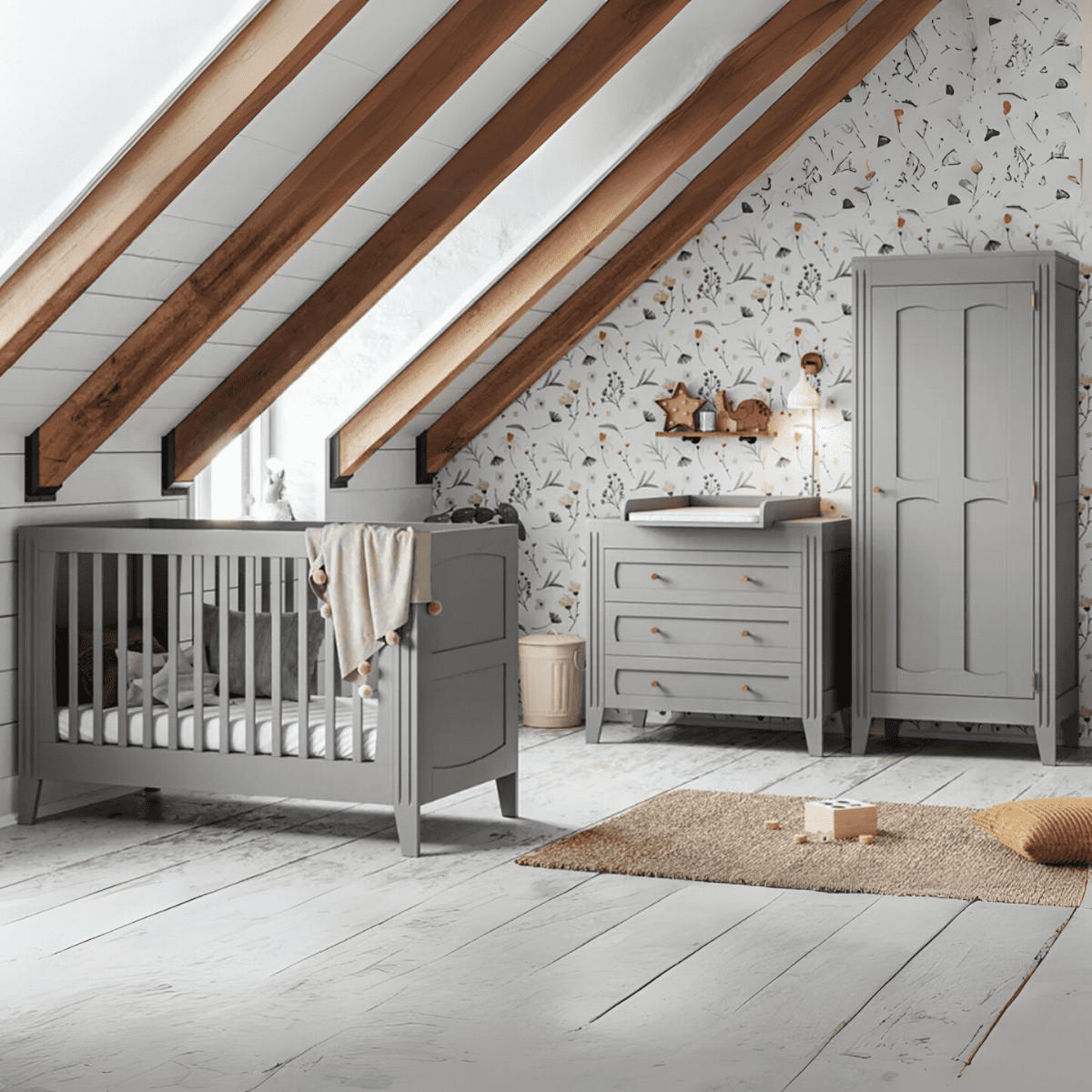 KOMMODE mit 3 Schubladen und Zierleisten L100 x H92cm - Milenne - Grau, Holzwerkstoff (55/91.8/100.2cm) - Calicosy