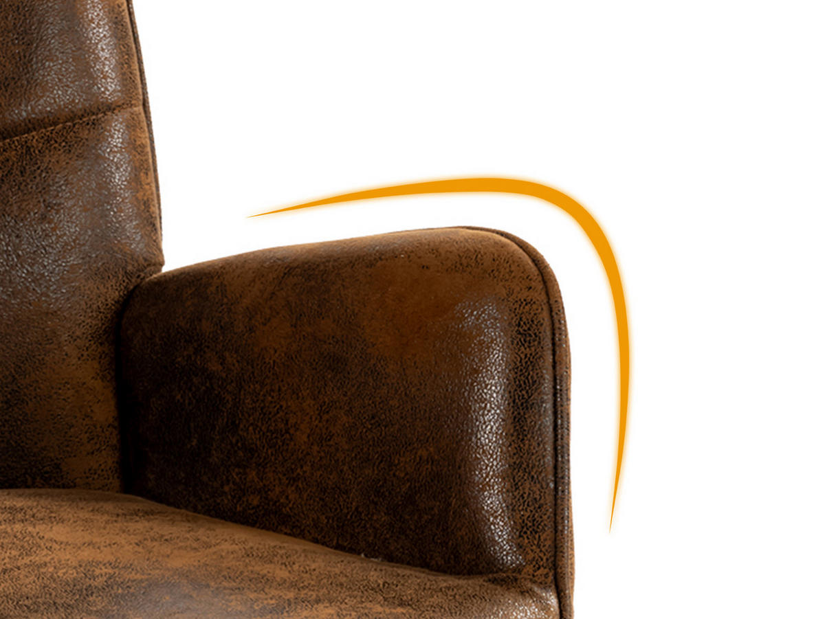 OHRENSESSEL in Schlingenstoff, Brown - Schwarz/Braun, Leder/Textil (42/90.5/50cm) - Meubles Cosy