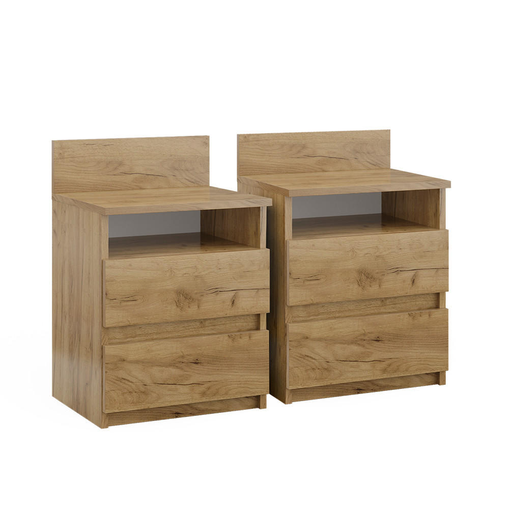 NACHTTISCH Monty Goldkraft Eiche 39.6 x 59.1 cm 2er Set - Honigeiche, Holzwerkstoff (32.3/59.1/39.6cm) - Vicco