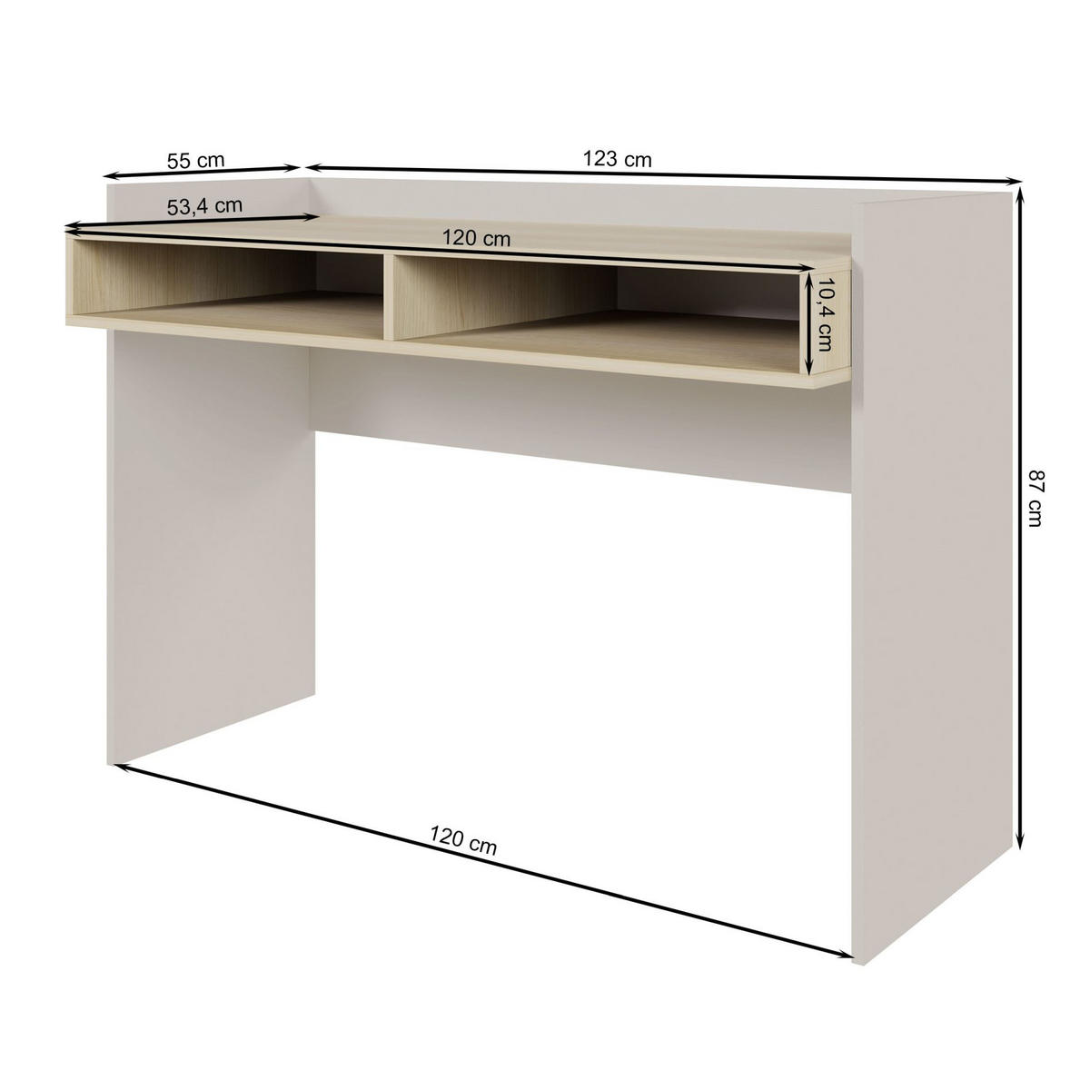 SCHREIBTISCH Tabise Weiß / Nussbaumoptik, 120 × 53 cm - Beige/Weiß, Holzwerkstoff (55/123/87cm) - Selsey