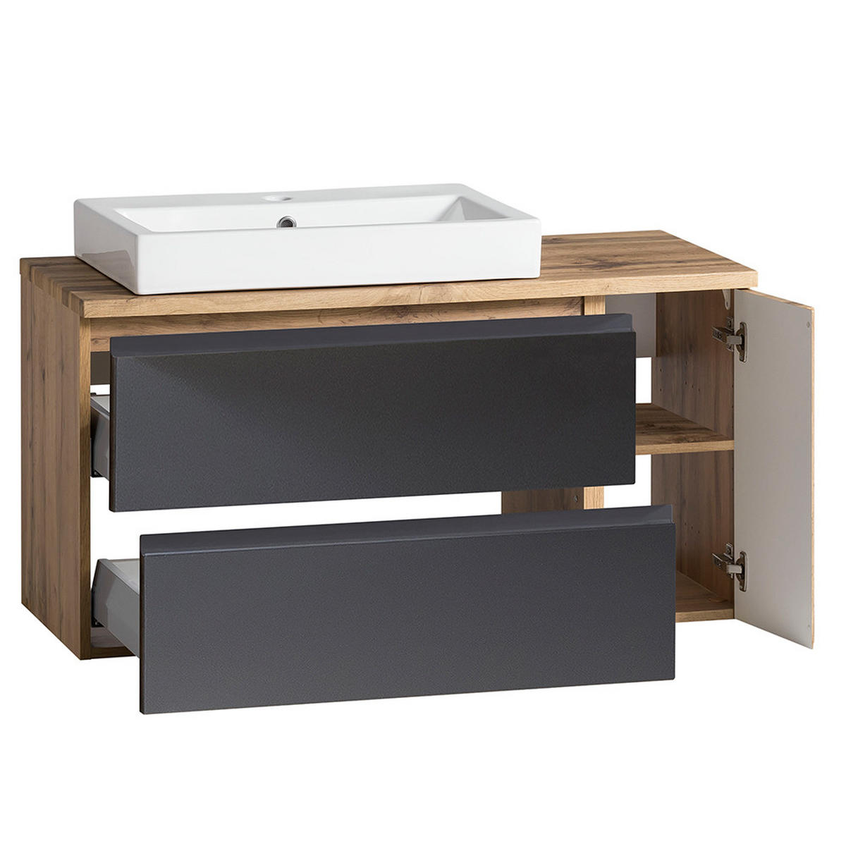 WASCHTISCH Vasto-03 - Braun/Grau, Holzwerkstoff (105/66/47cm) - Lomado