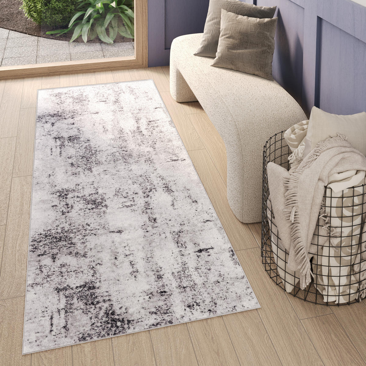 TEPPICHLÄUFER SKY hellgrau vintage 70/300 cm - Hellgrau, Textil (70/300cm) - Tapiso