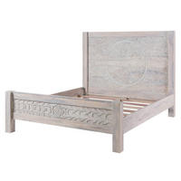 BETT Massivholz Mango 180 x 200 x 150 weiß KASHMIR #103 - Weiß, Holz (180/200cm) - Massivmoebel24