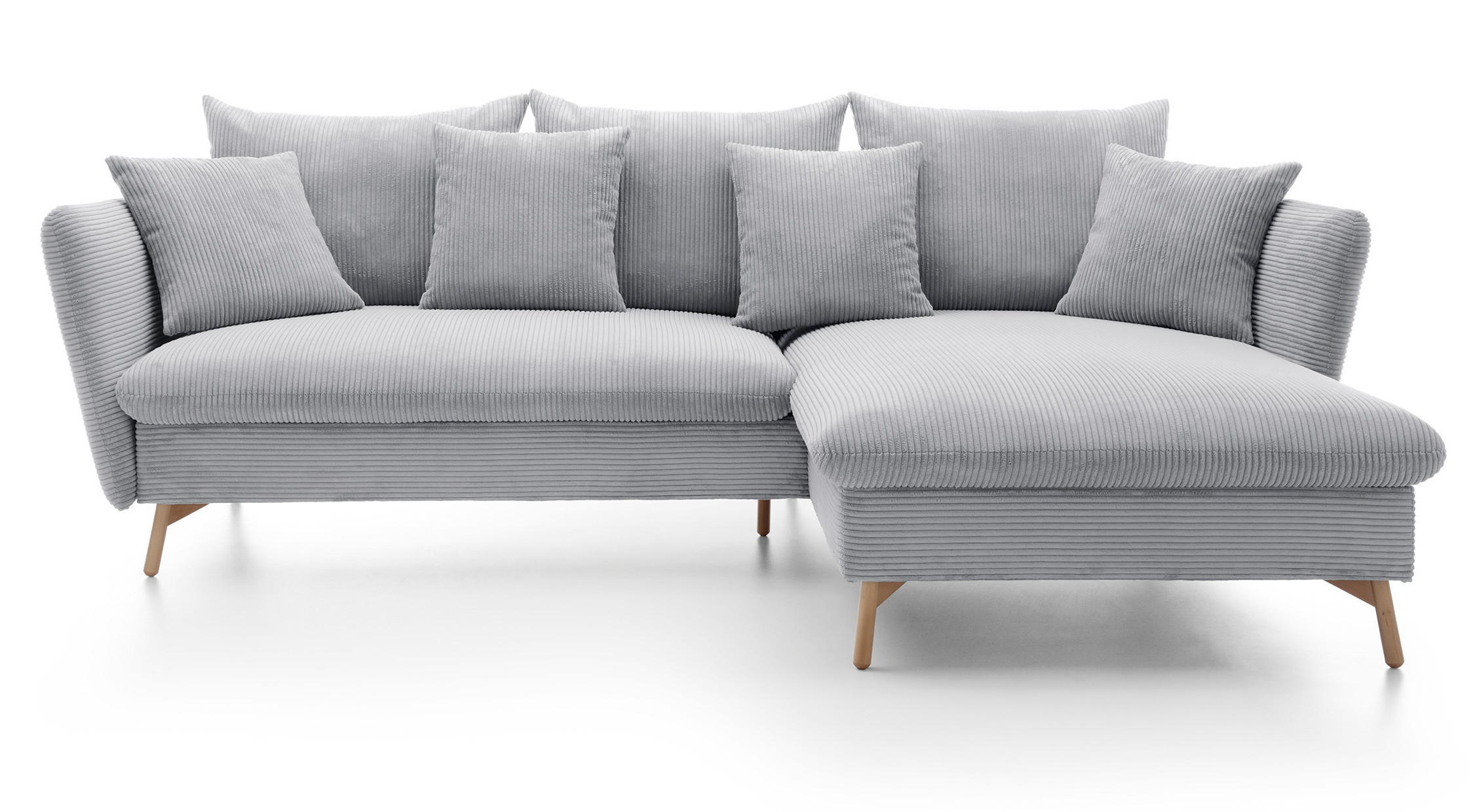 ECKSOFA Savona L-Form 260 cm, Cordstoff, Rechts, Hellgrau - Hellgrau, Holz (167/258cm) - Emporius