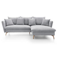 ECKSOFA Savona L-Form 260 cm, Cordstoff, Rechts, Hellgrau - Hellgrau, Holz (167/258cm) - Emporius