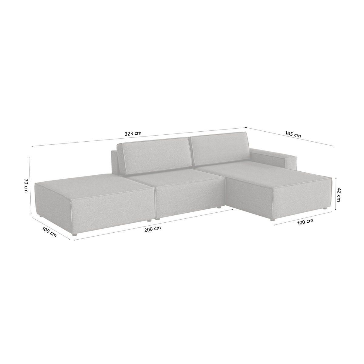 ECKSOFA Lummo Re mit Schlaffunktion, Graphit - Graphitfarben, Textil (323/185cm) - Fedve