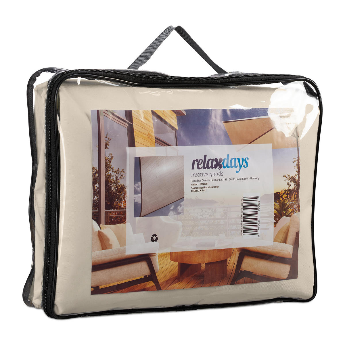 SONNENSEGEL - Beige, Textil/Metall (400/200cm) - Relaxdays