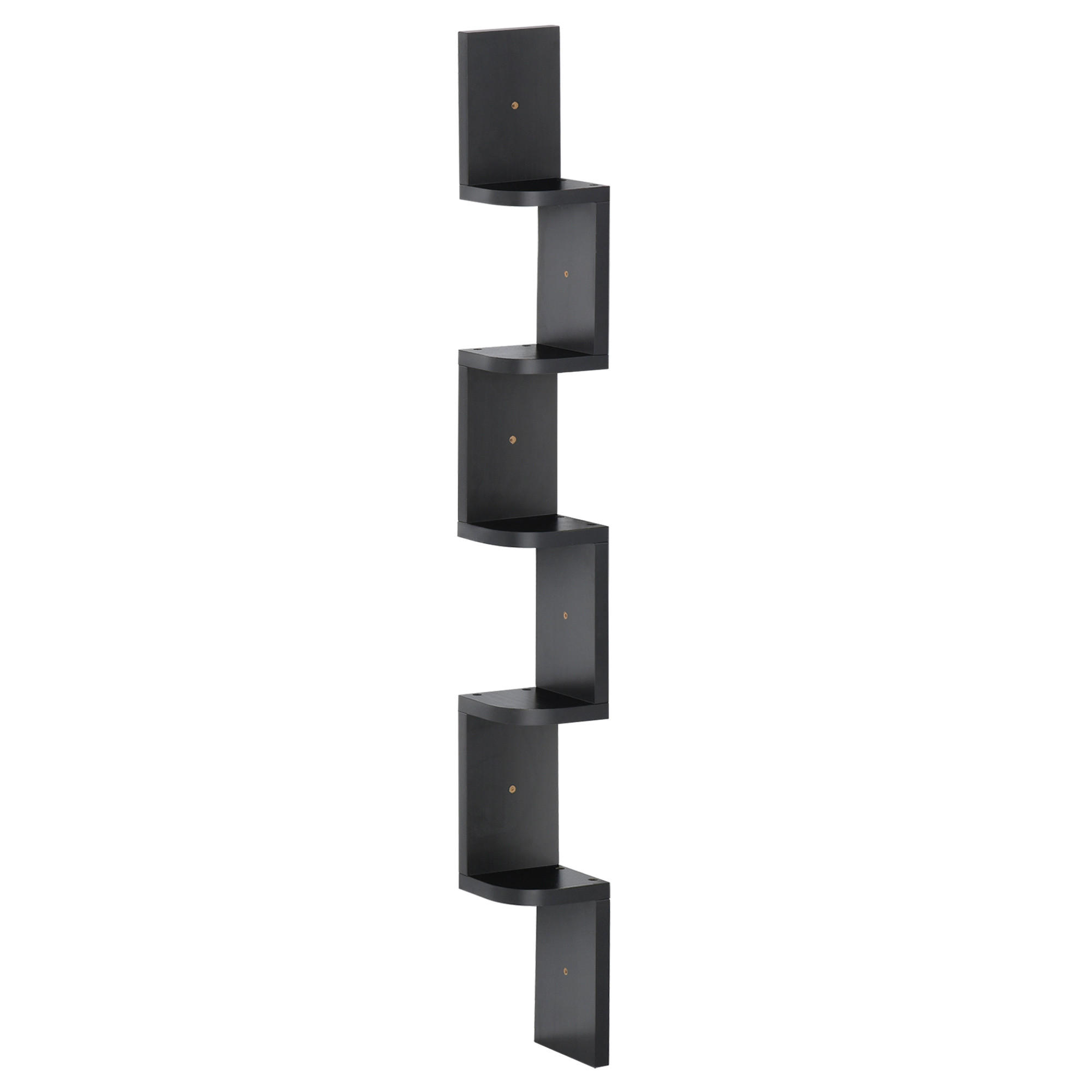 ECKREGAL Schwarz 5 Ebenen 120 cm - Schwarz, Holzwerkstoff (12/120/12cm) - PANGIVO