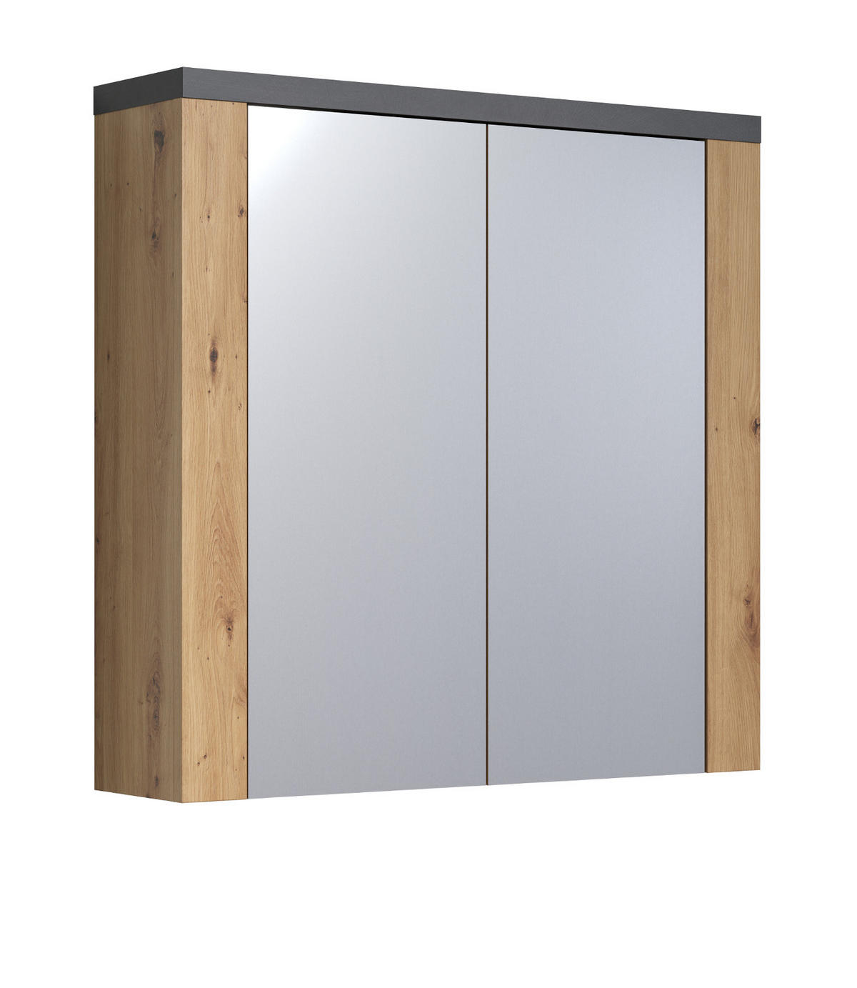 SPIEGELSCHRANK Eiche Artisan, grau 79 x 78 cm, Badschrank 2-türig - Eiche Artisan/Grau, Glas/Holzwerkstoff (78/78/20cm) - Top.Furn