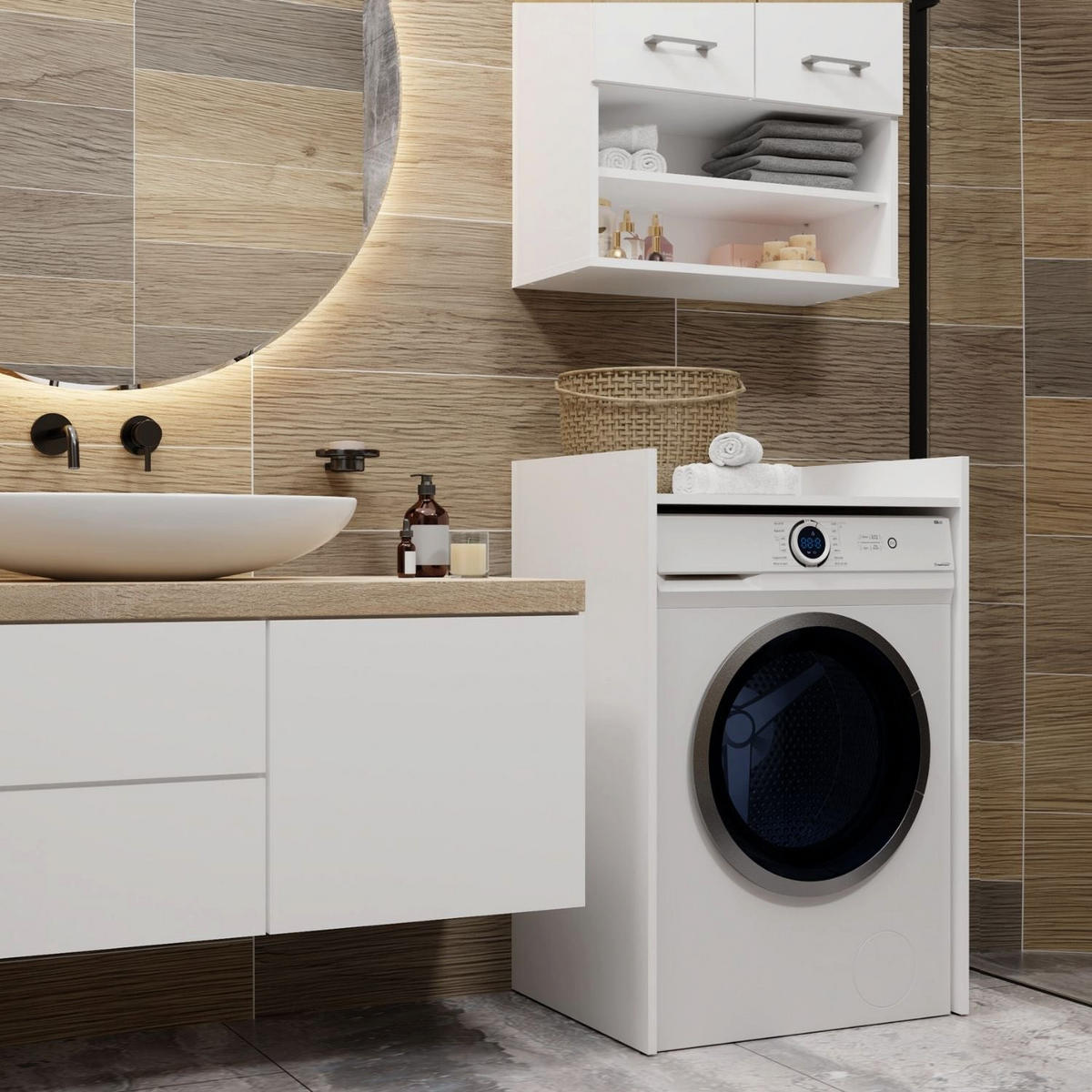 BADEZIMMERSCHRANK POLA NP für Waschmaschine - Weiß, Holzwerkstoff (64/97.5/50cm) - kommodly