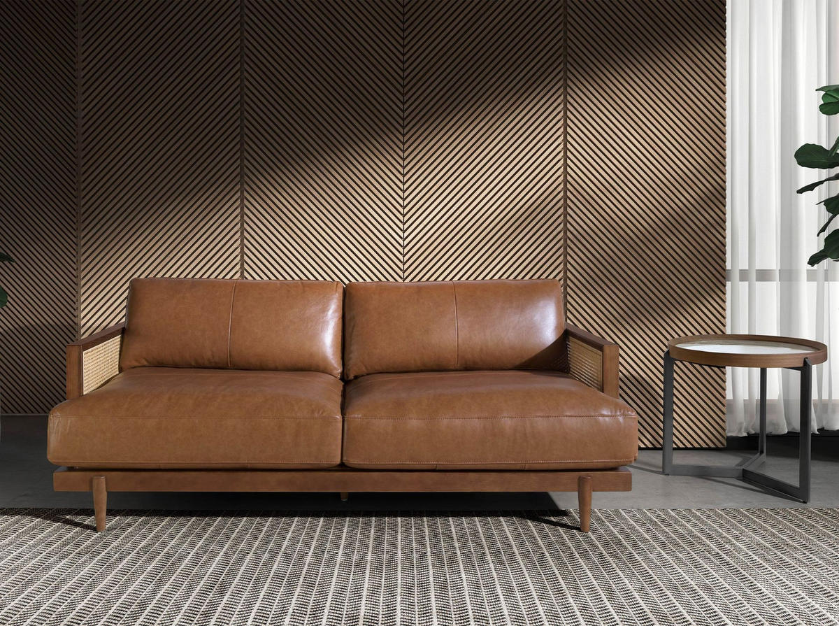 SOFA 3-Sitzer-Sofa aus braunem Leder 205/96/83 cm - Walnussfarben/Braun, Leder (205/83/96cm) - ANGEL CERDA