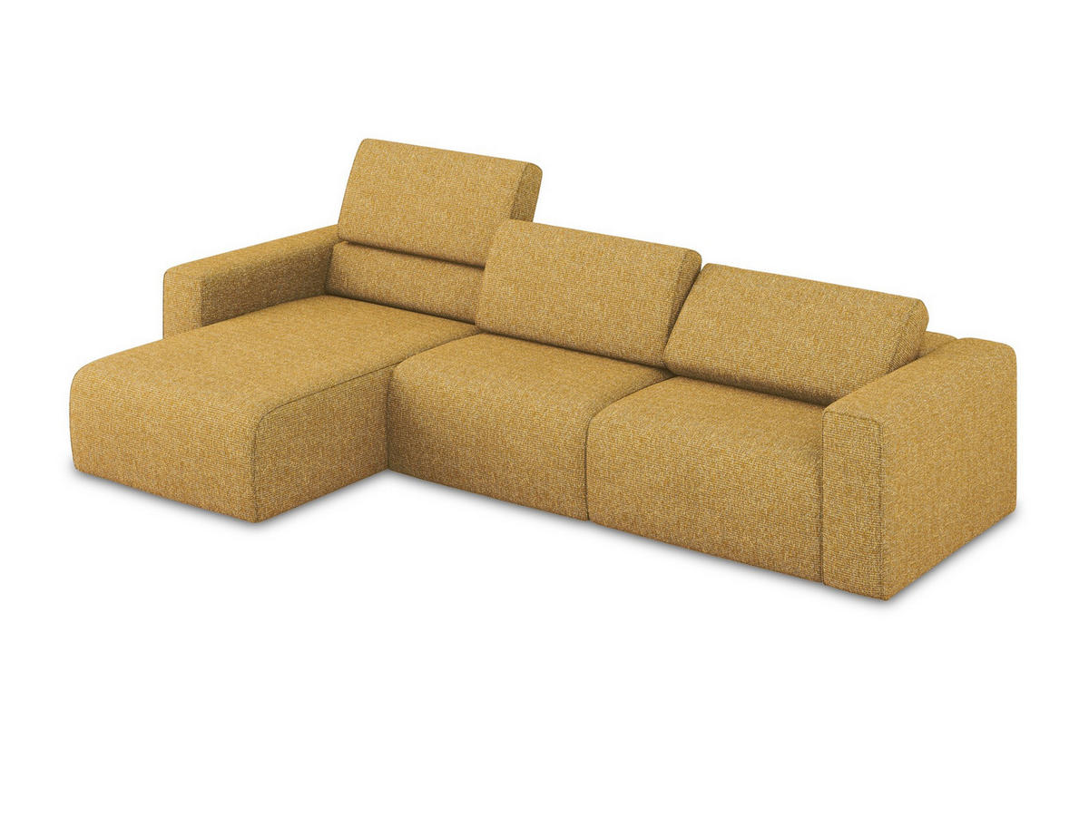ECKSOFA Links Strukturstoff Stoff Gelb - Currygelb/Gelb, Kunststoff/Textil (167/314cm) - Makamii