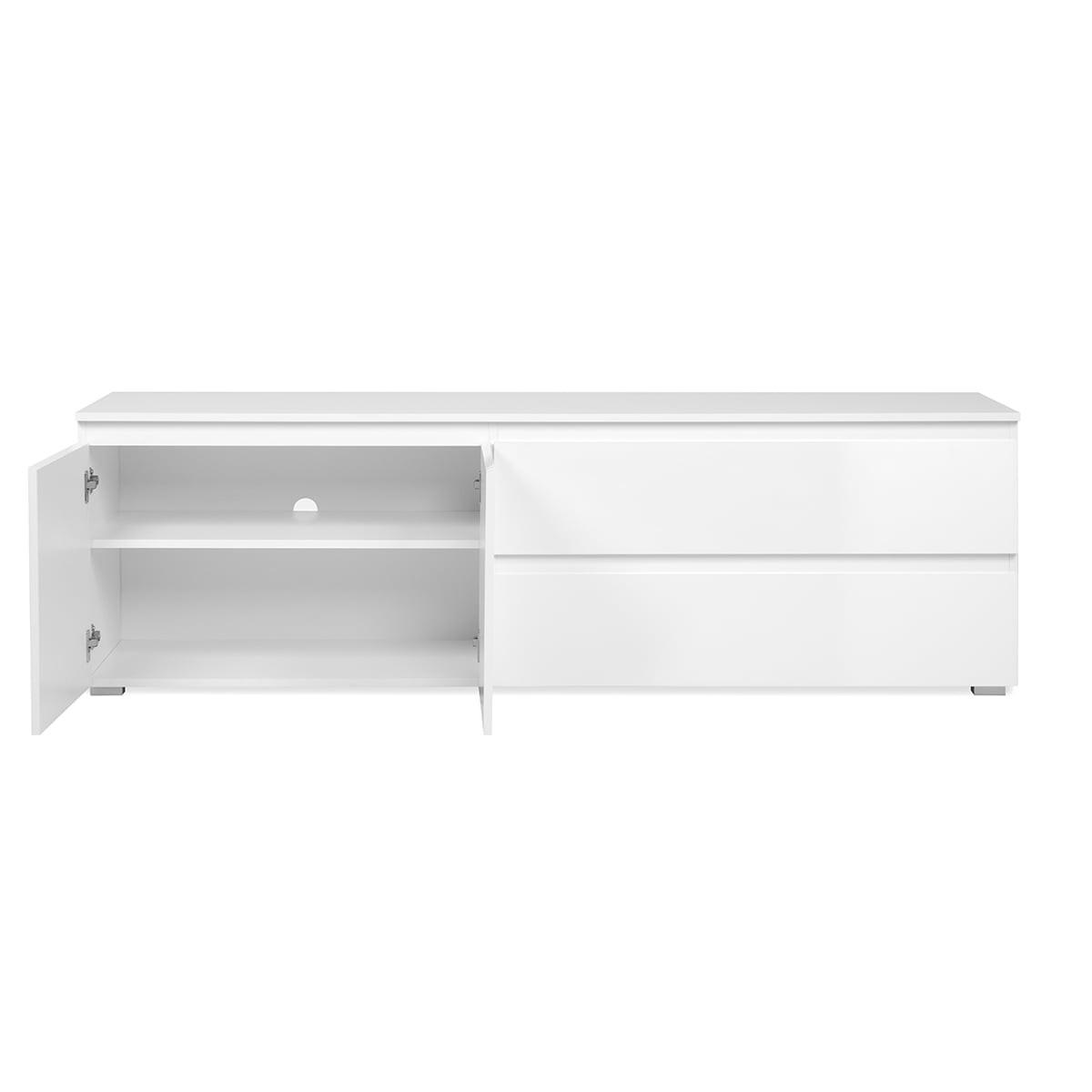 TV-MÖBEL mit 2 Türen, 1 Regalboden und 2 Schubladen B180 cm - PRETORIA - Weiß, Holzwerkstoff (40/55/180cm) - Calicosy