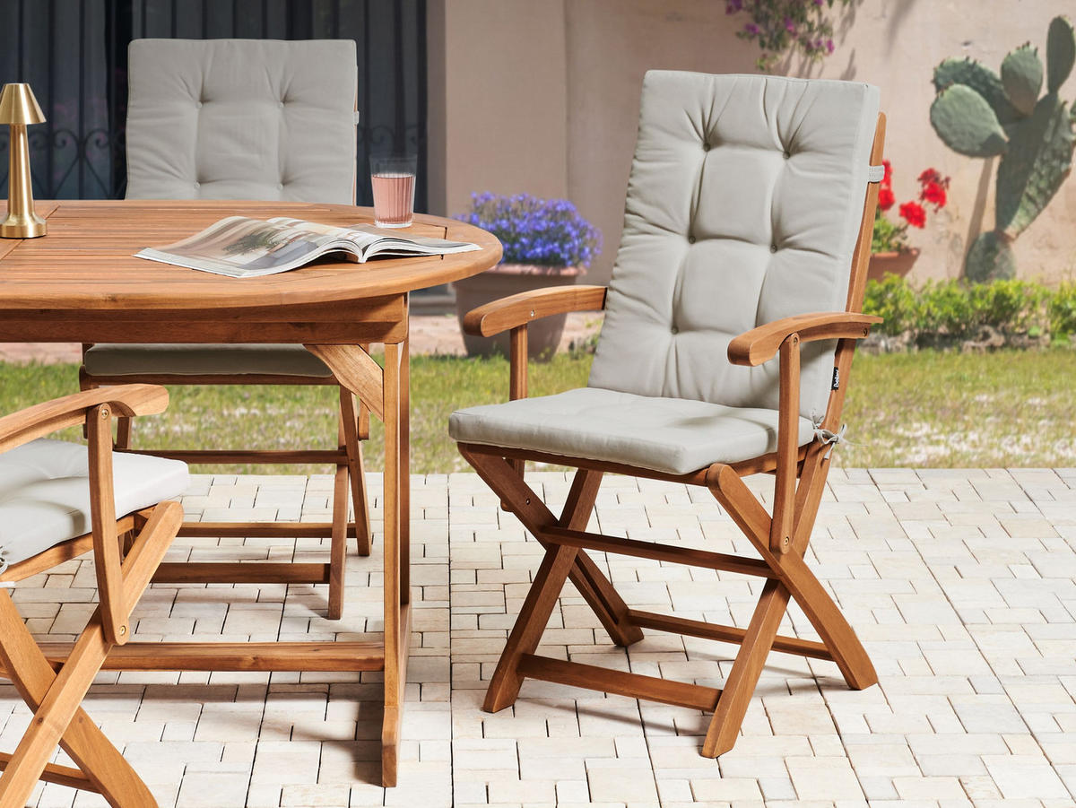 SITZAUFLAGEN 2er-Set Taupe 42/95 cm Maui Premium - Taupe, Textil (95/5/42cm) - Beliani