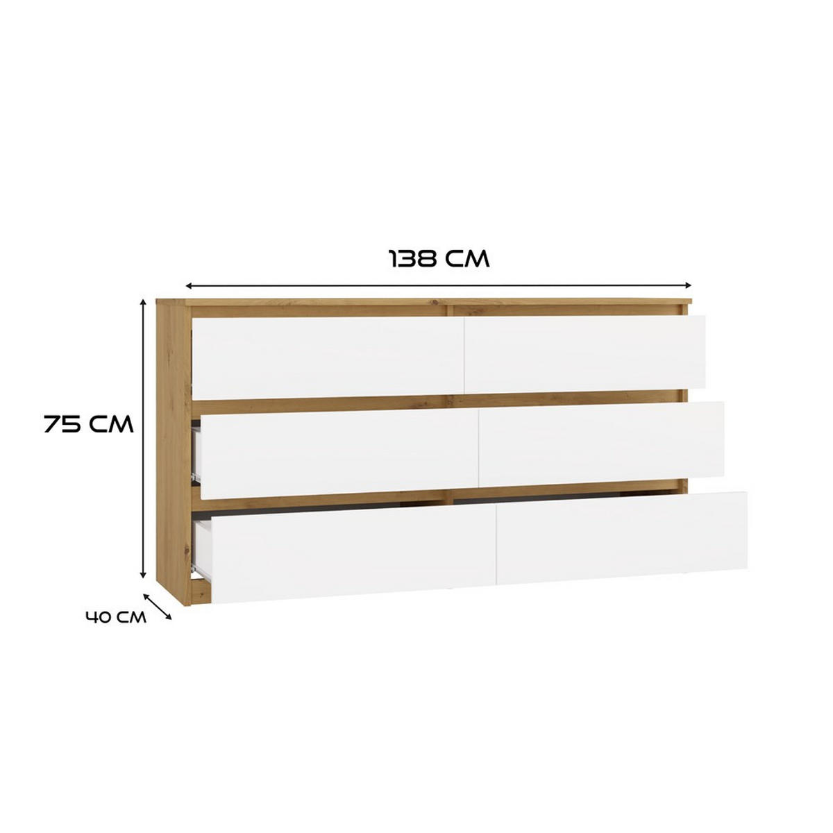 KOMMODE Anthrazit, Weiß 138/75/40 - Anthrazit/Weiß, Holzwerkstoff (138/75/40cm) - RAUMHIRSCH FURNITURE