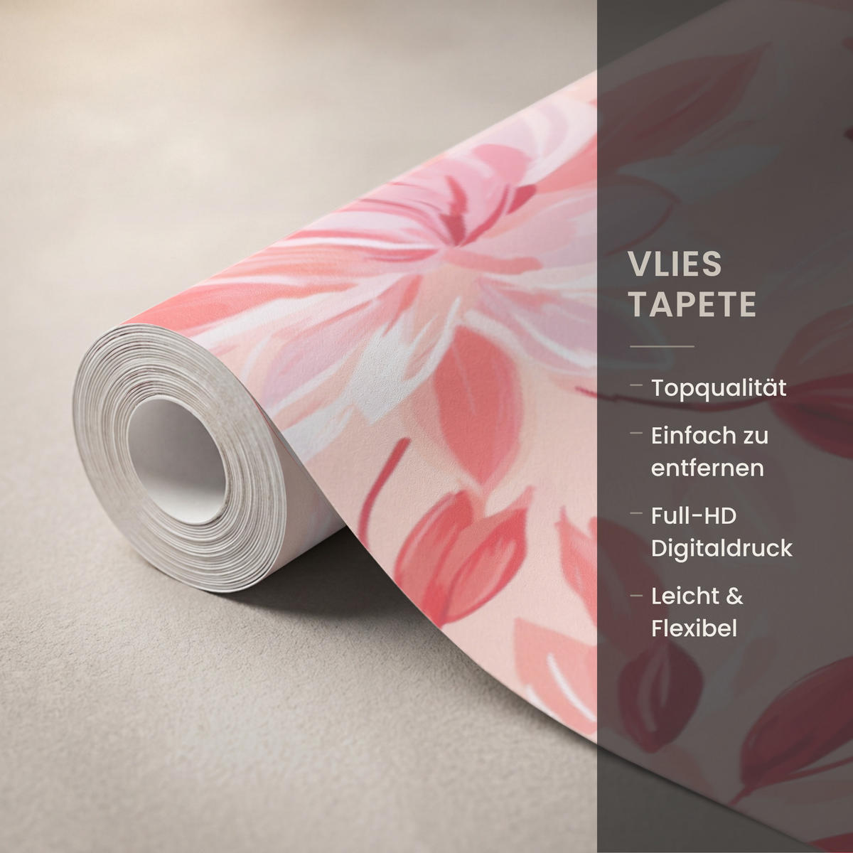 TAPETE - Botanisch - Blumen - Rot - 280x200 cm - Koralle, Papier (280/200cm) - OnlyWow
