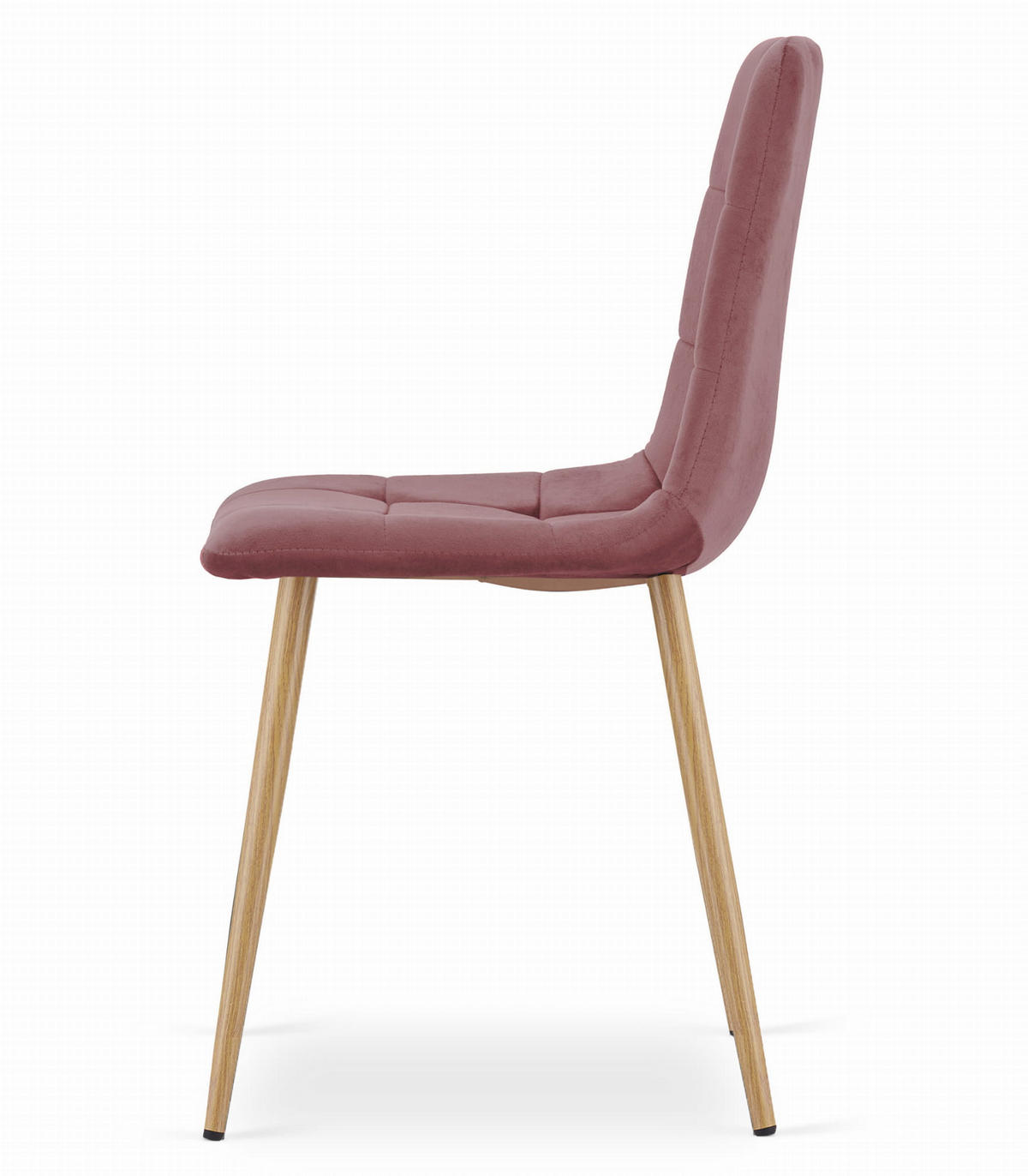 STUHL CETARA 4-er Set, Rosa, Metallbeine in Holzfarbe, mit Samtstoff gepolstert - Rosa, Textil/Metall (45/87/51cm) - Komodee