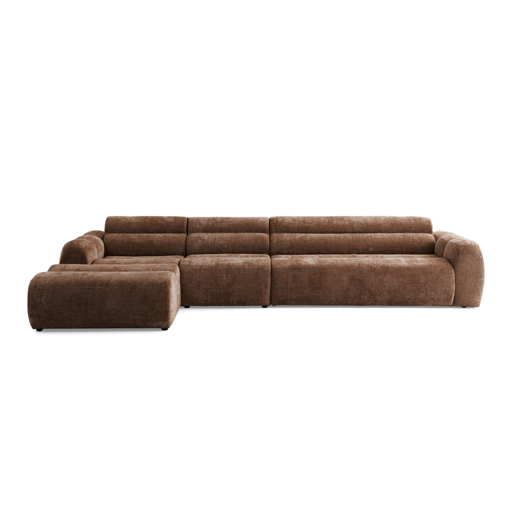 5-SITZER modulares Ecksofa VEER SET 2 Links, 379 x 175 cm, Chenille Webstoff Orange - Schwarz/Orange, Holz/Kunststoff (379/175cm) - Muffo