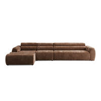 5-SITZER modulares Ecksofa VEER SET 2 Links, 379 x 175 cm, Chenille Webstoff Orange - Schwarz/Orange, Holz/Kunststoff (379/175cm) - Muffo