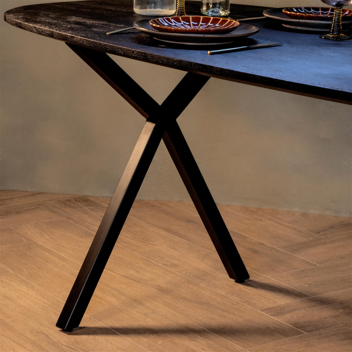 ESSTISCH oval aus Mangoholz 240cm, schwarz - Schwarz, Holz (240/90/76cm) - Giga Meubel