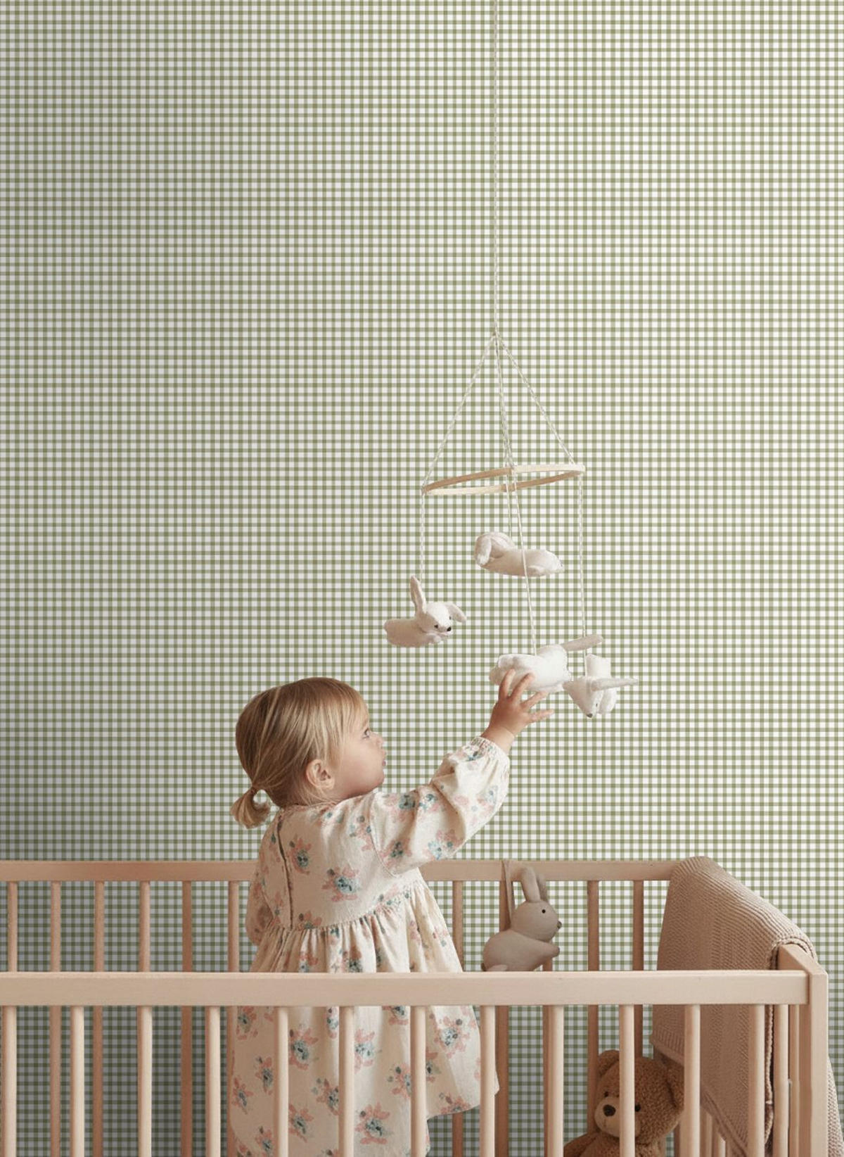 TAPETE Karomuster 50 x 900 cm - Grün, Papier (50/0.1cm) - ESTAhome