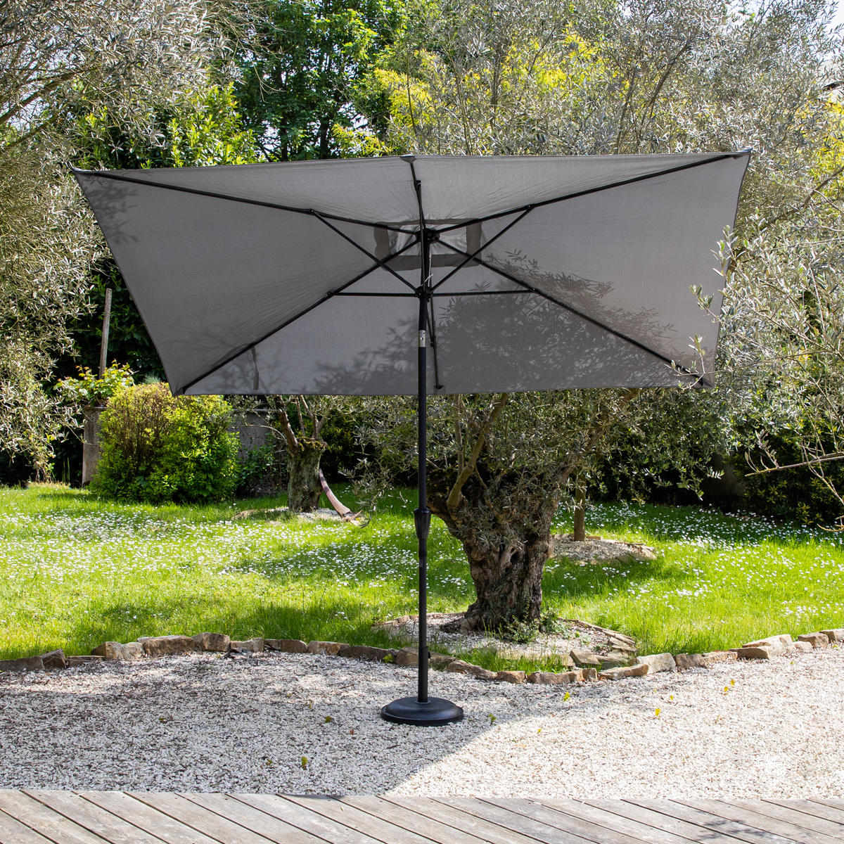SONNENSCHIRM Hapuna Grau 200/300 cm - Grau, Textil (200/300cm) - Happy Garden