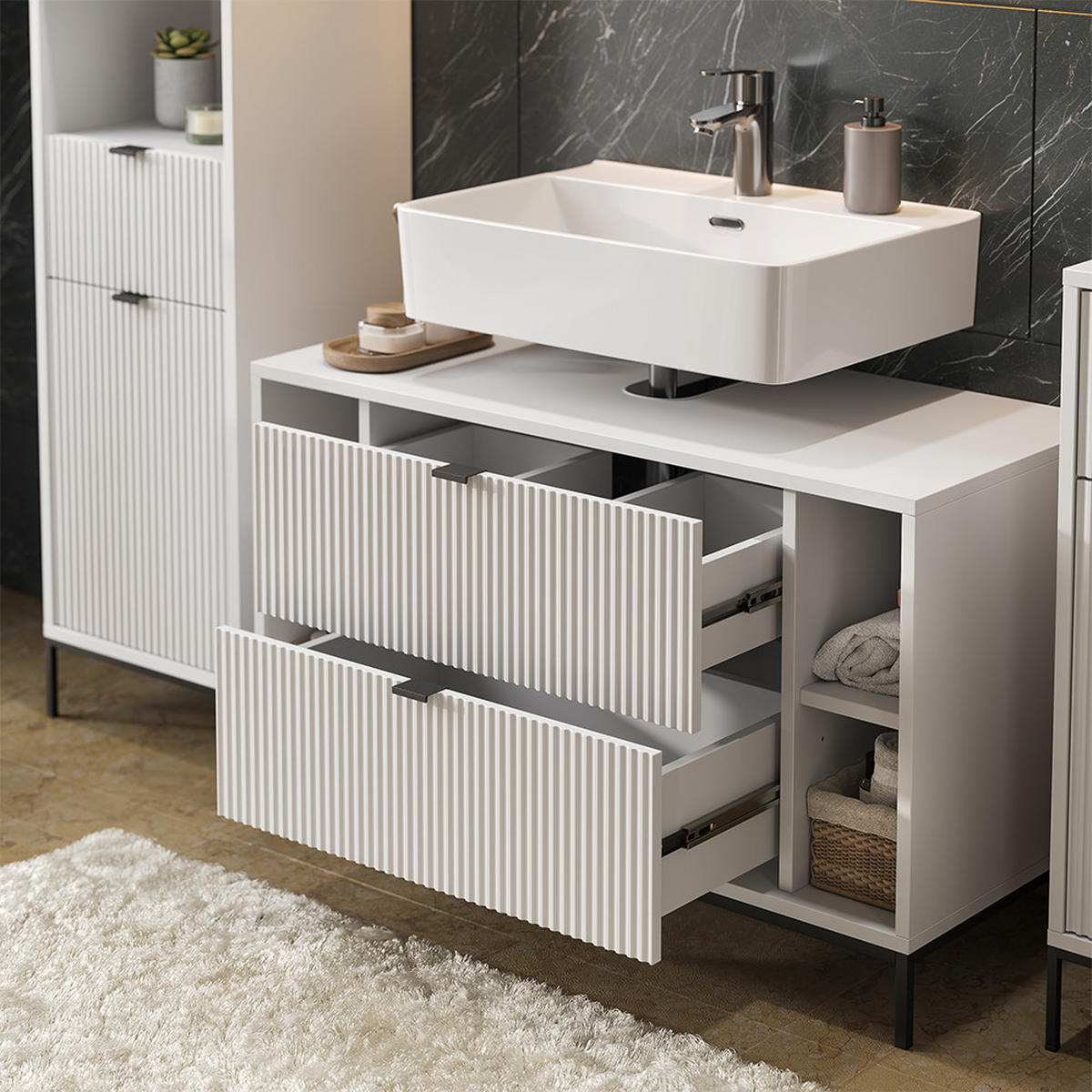 KOUPELNOVÝ NÁBYTEK Eliza Bílá - bílá, kompozitní dřevo (100/63/45.1cm) - Vicco