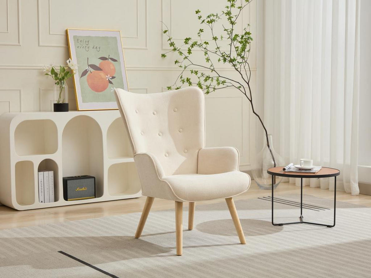 SESSEL - Stoff - Beige - VATELY - Beige, Textil (78/95.5/69cm) - Vente-Unique