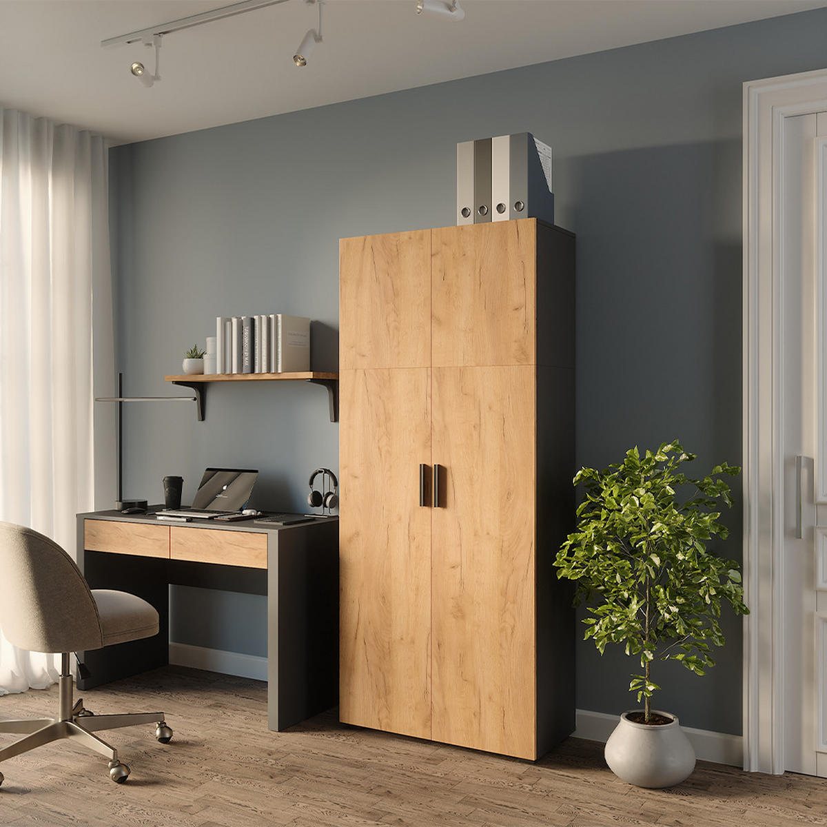 Anthrazit, Holzwerkstoff (80/183.8/37cm) - Vicco