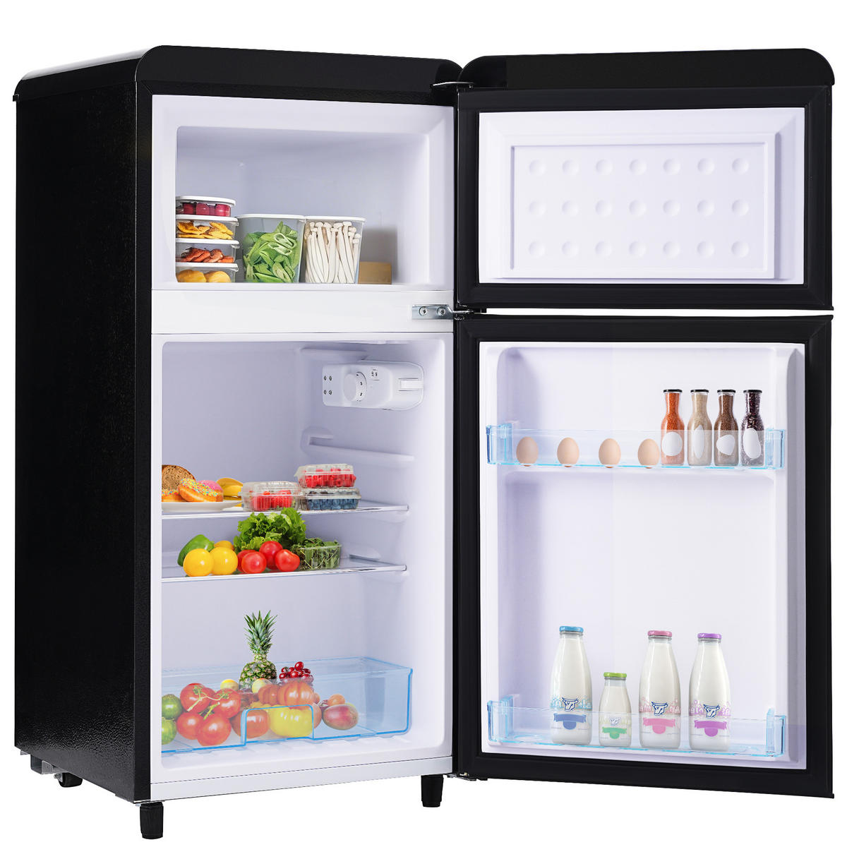 KÜHL-GEFRIER-KOMBINATION 72 l, 21 l Gefriervolumen, Energieeffizienzklasse E, Schwarz - Schwarz, Metall (45/74/46cm) - FOHERE