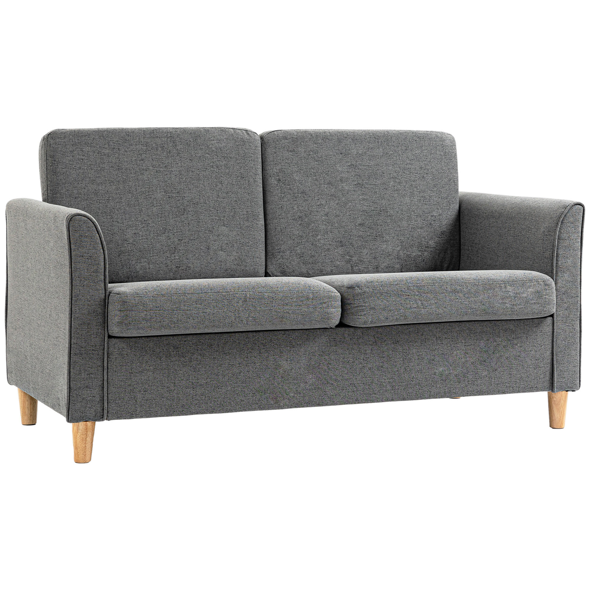 2-SITZER-SOFA DE-06513 Holzbeine, Leinenoptik, gepolstert Grau - Hellgrau, Holz/Textil (141/78/70cm) - ComfortXL
