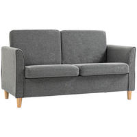2-SITZER-SOFA DE-06513 Holzbeine, Leinenoptik, gepolstert Grau - Hellgrau, Holz/Textil (141/78/70cm) - ComfortXL